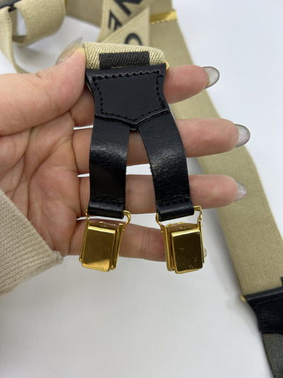 Chanel Vintage 1994 Runway Beige Logo Suspenders
