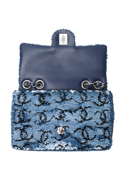 Chanel Blue Sequin CC Flap Bag