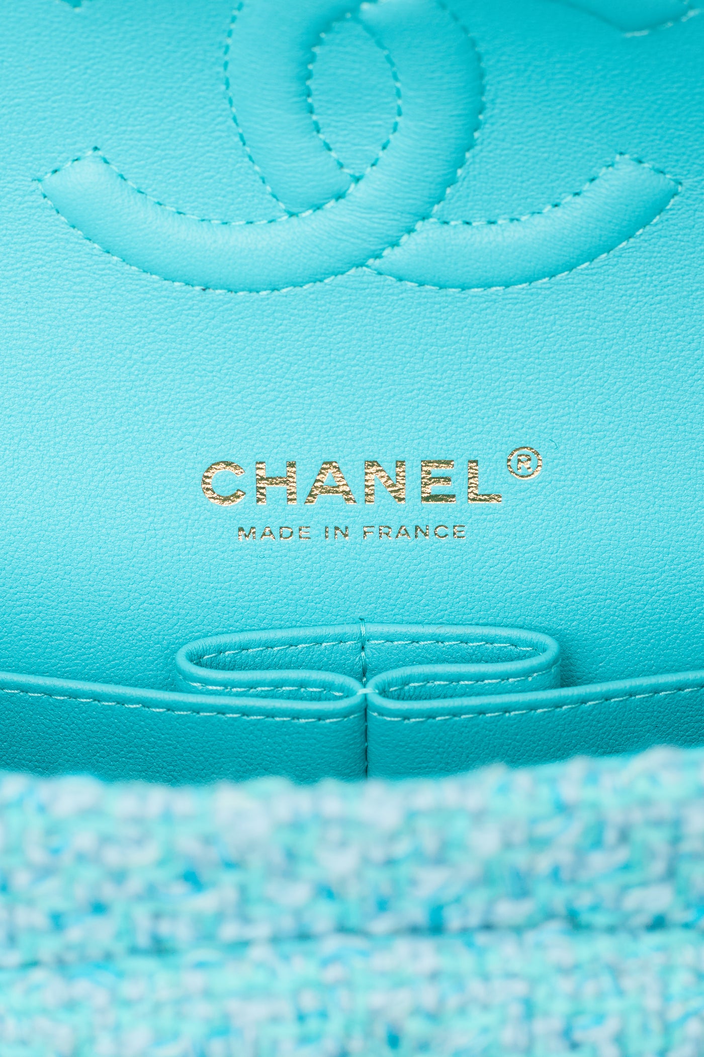 Chanel Teal Tweed Medium Classic Double Flap